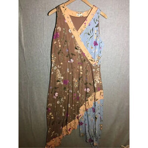 Womens Cato Dress Floral Colorblock V Neck Maxi Length Summer Spring Pretty